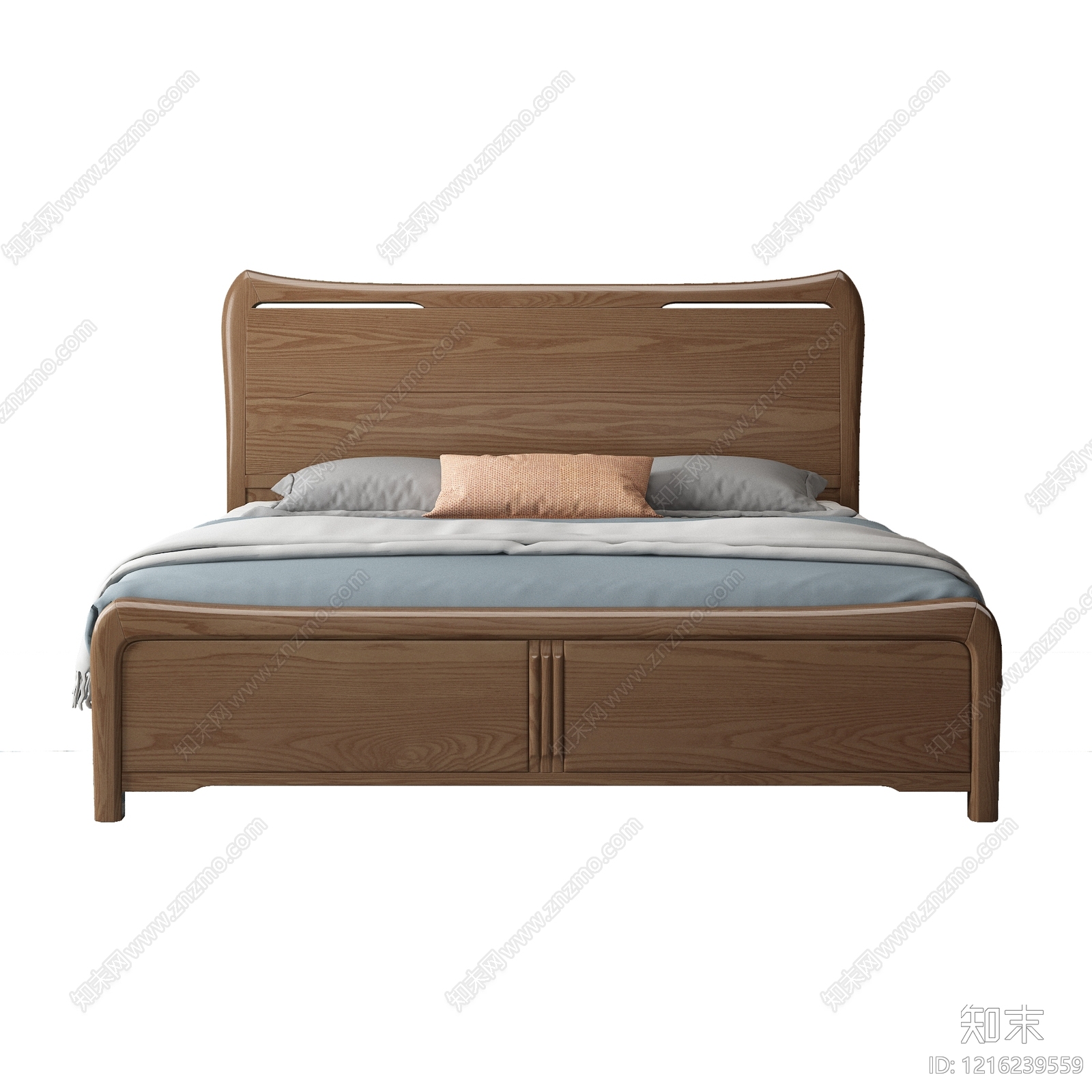 新中式双人床3D模型下载【ID:1216239559】