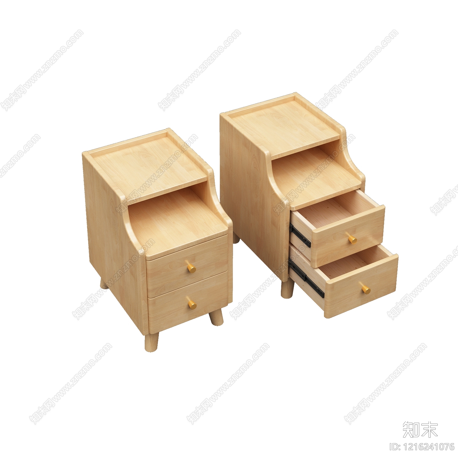 原木风床头柜3D模型下载【ID:1216241076】