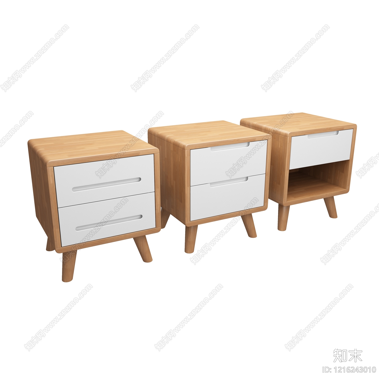 日式原木风床头柜3D模型下载【ID:1216243010】