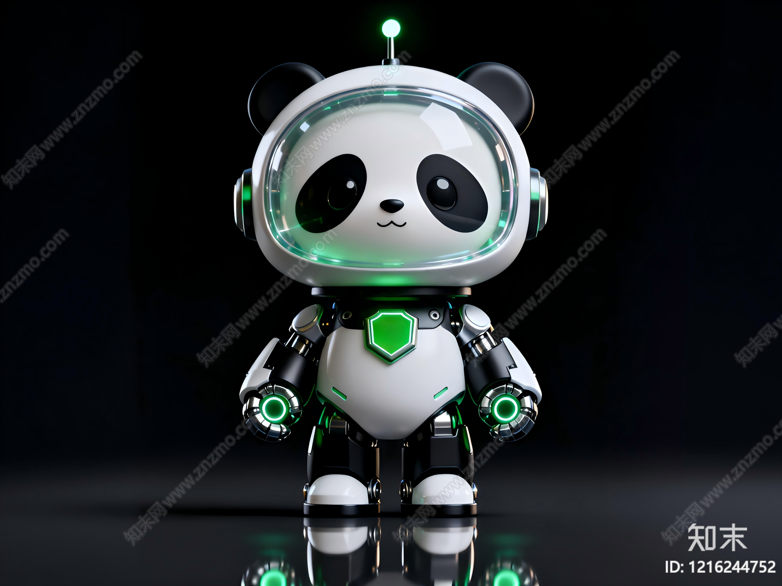 赛博熊猫雕塑摆件3D模型下载【ID:1216244752】