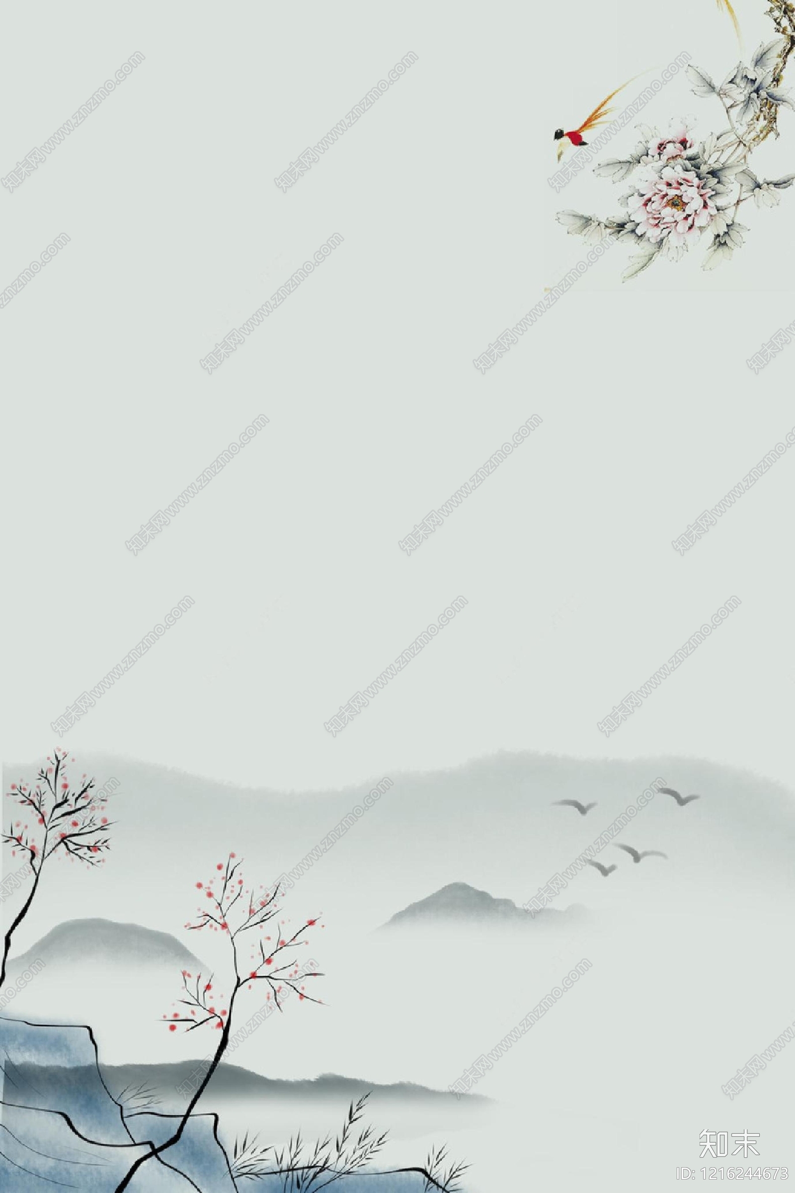 新中式远山贴图下载【ID:1216244673】