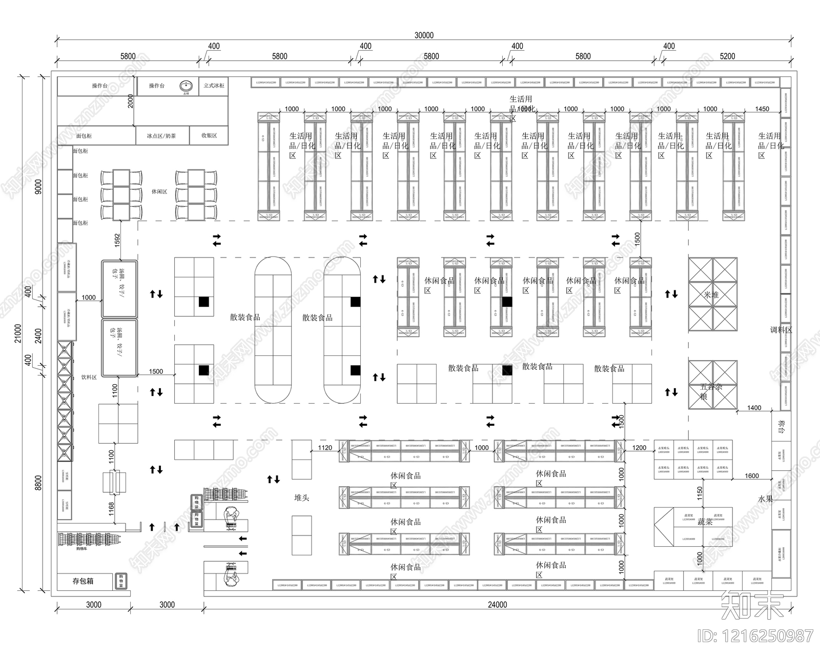 现代超市施工图下载【ID:1216250987】