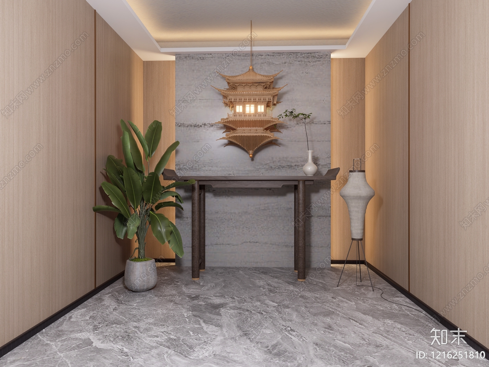 新中式玄关SU模型下载【ID:1216251810】