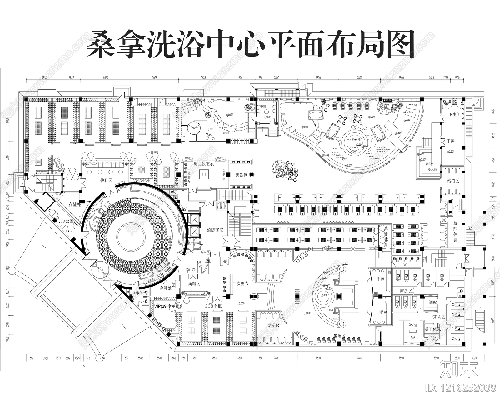 现代洗浴中心CAD图纸