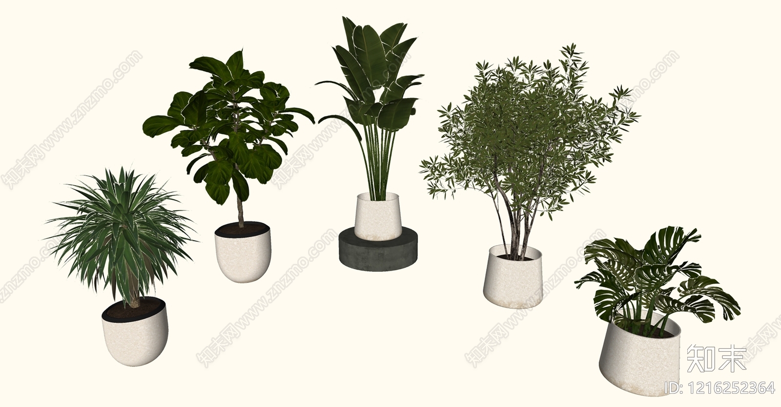现代简约盆栽SU模型下载【ID:1216252364】