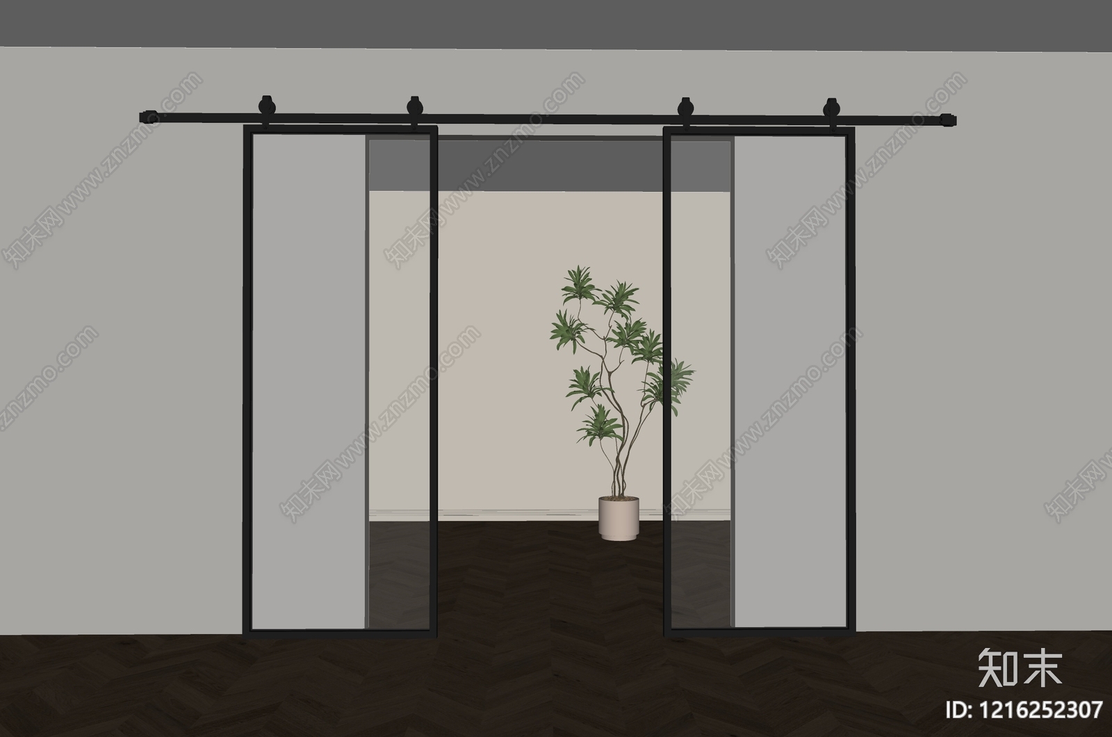 现代简约推拉门SU模型下载【ID:1216252307】