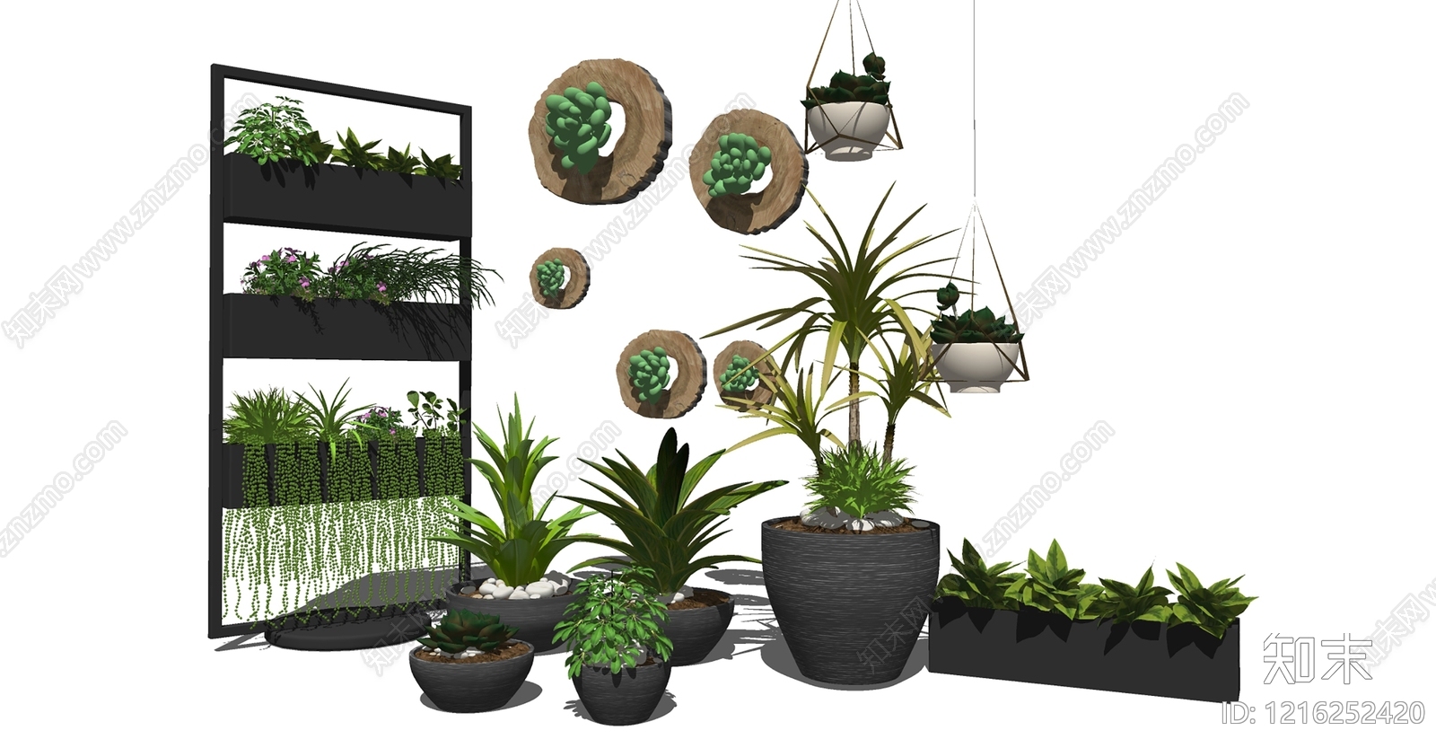 现代简约植物组合SU模型下载【ID:1216252420】