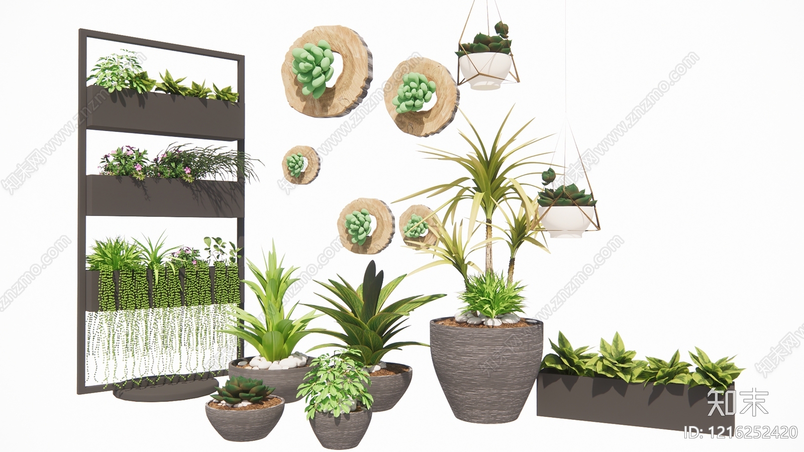 现代简约植物组合SU模型下载【ID:1216252420】