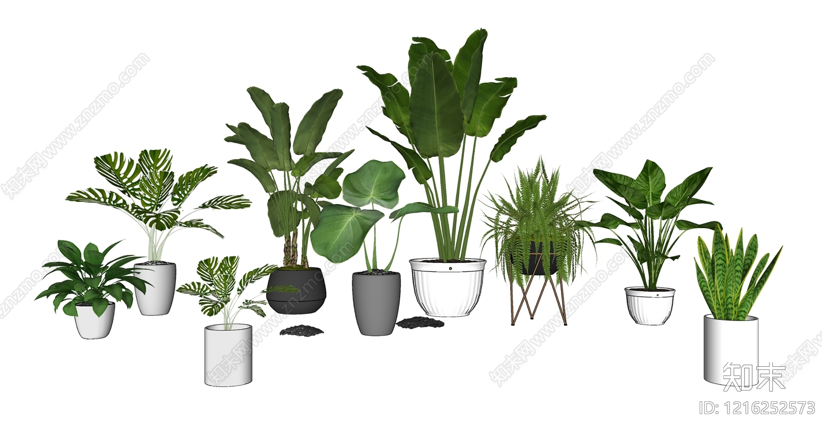 现代简约盆栽SU模型下载【ID:1216252573】