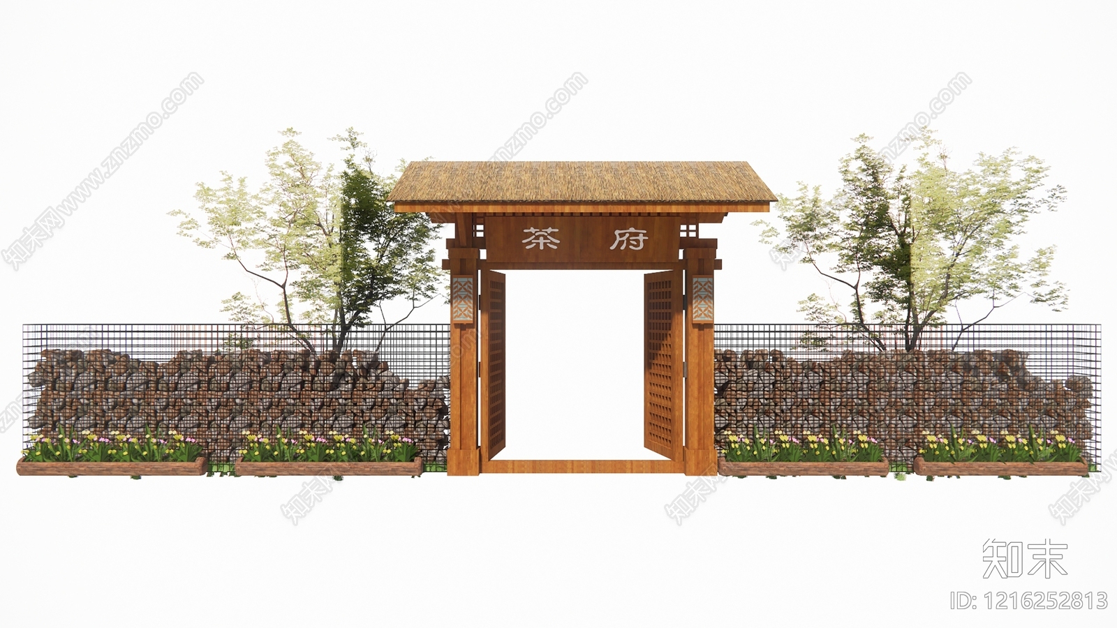 新中式入口大门SU模型下载【ID:1216252813】