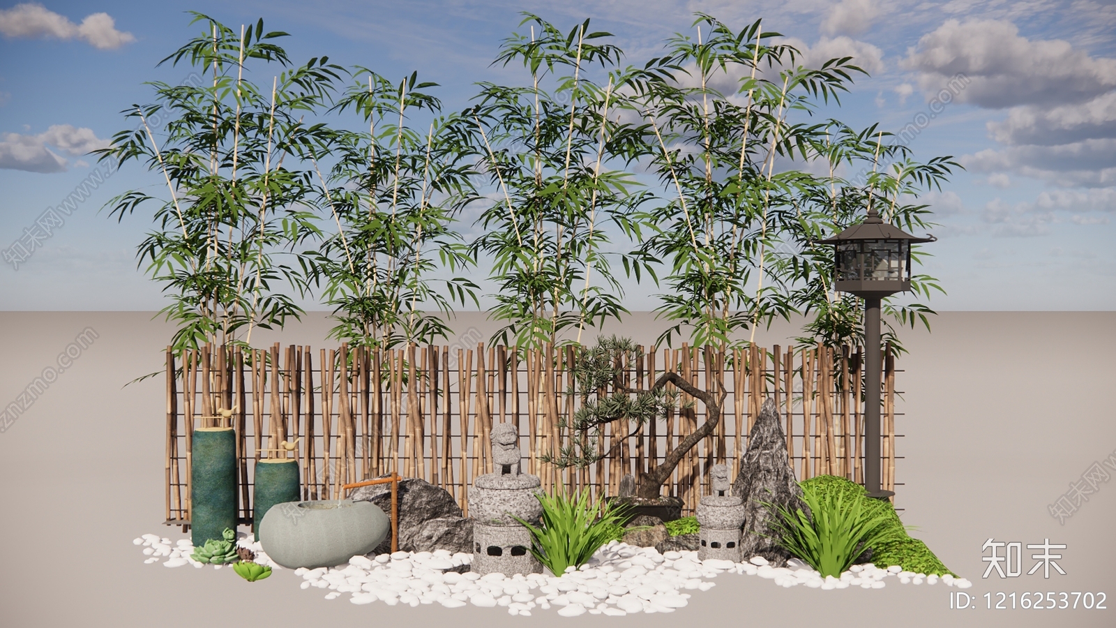 日式禅意庭院小品SU模型下载【ID:1216253702】