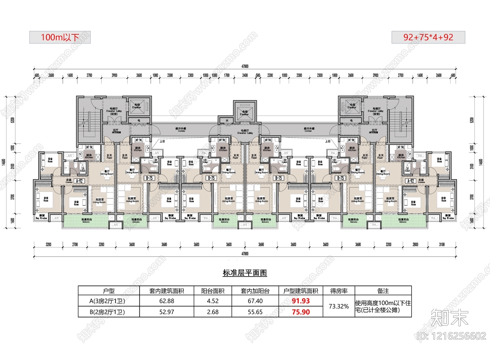 三居施工图下载【ID:1216256602】