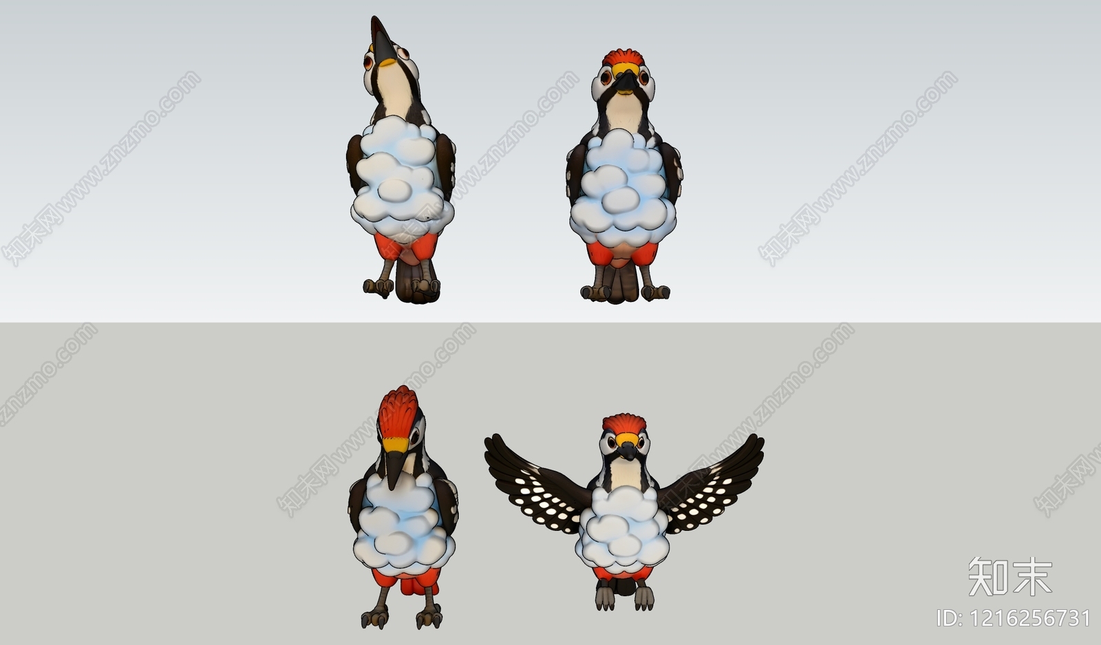 卡通风格飞行动物SU模型下载【ID:1216256731】