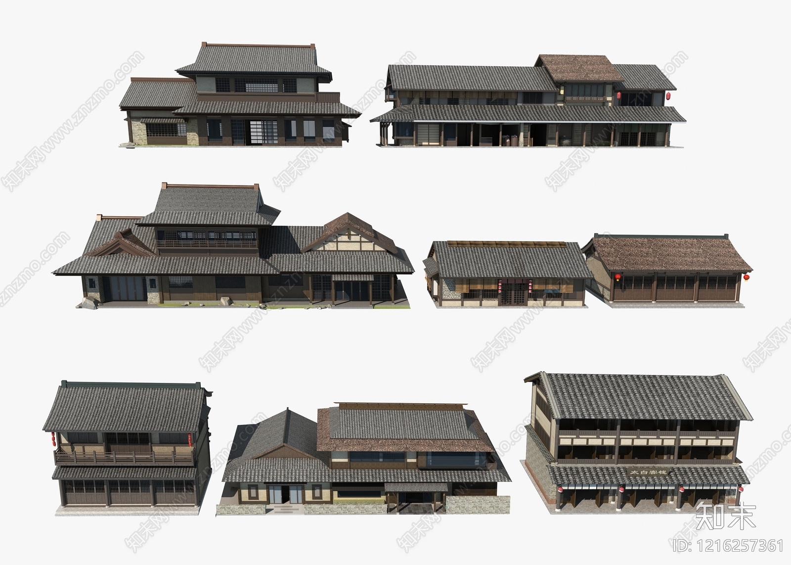 新中式古建3D模型下载【ID:1216257361】