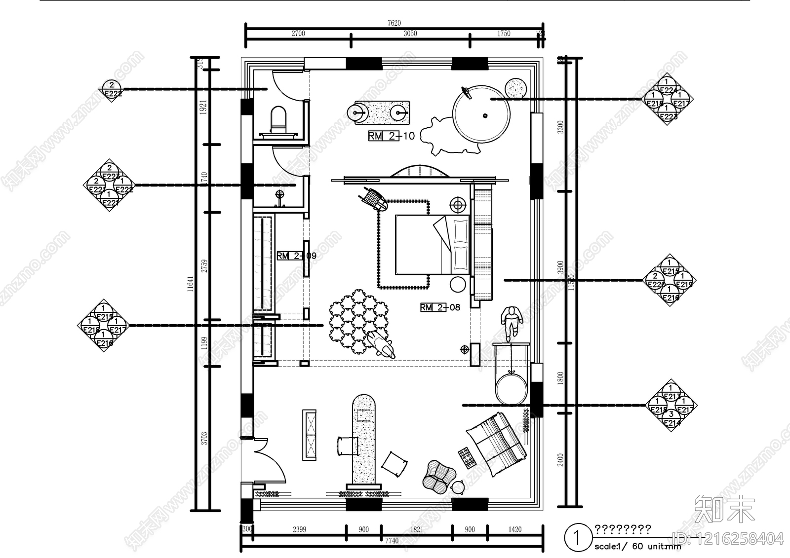 酒店套房施工图下载【ID:1216258404】