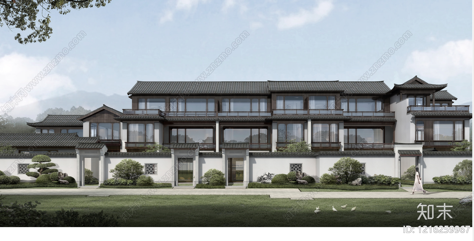 中式新中式别墅建筑cad施工图下载【ID:1216259967】