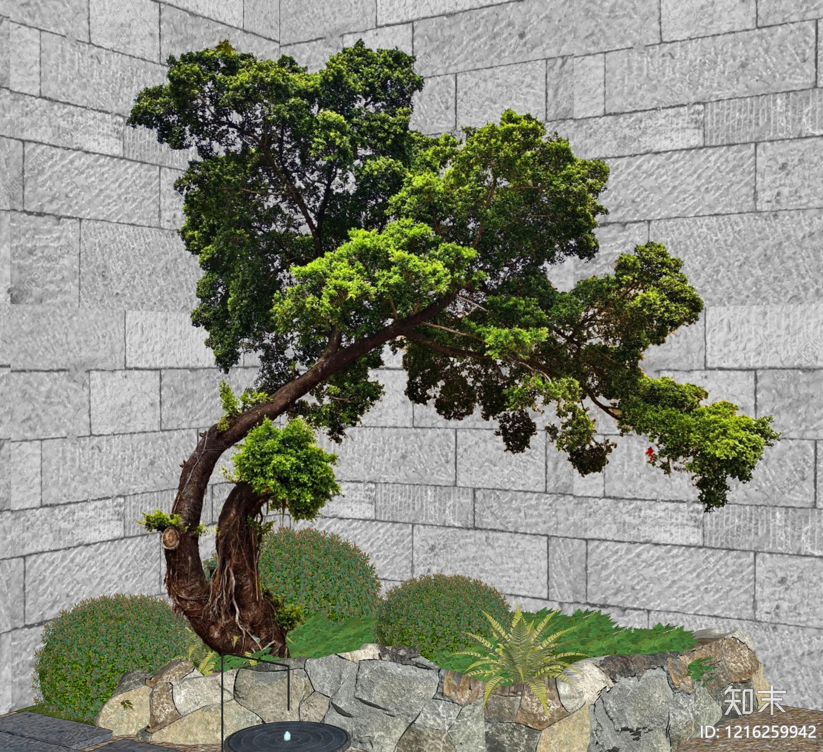 新中式景观乔木SU模型下载【ID:1216259942】