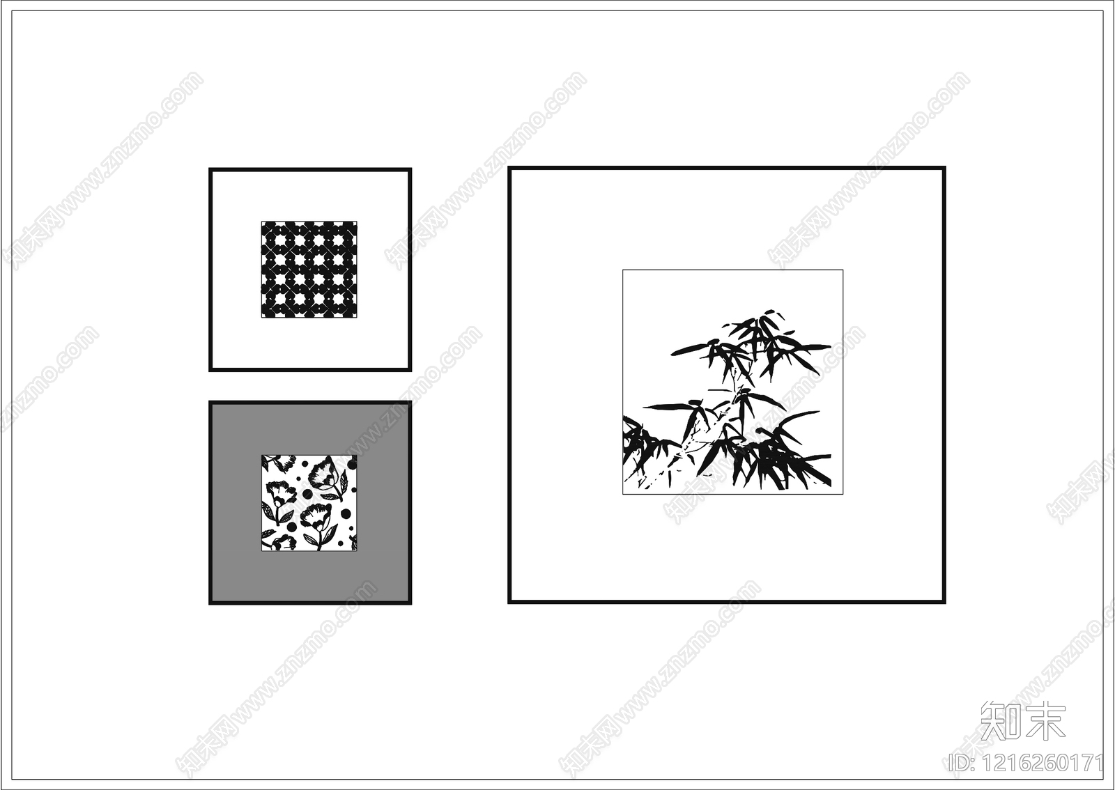 现代挂画施工图下载【ID:1216260171】