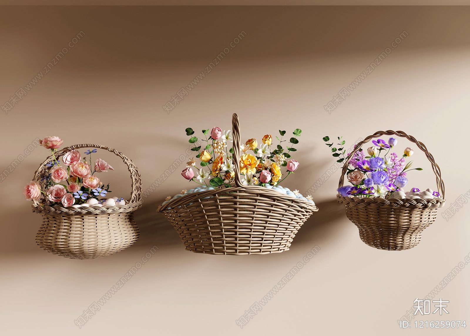 奶油风花艺3D模型下载【ID:1216259074】
