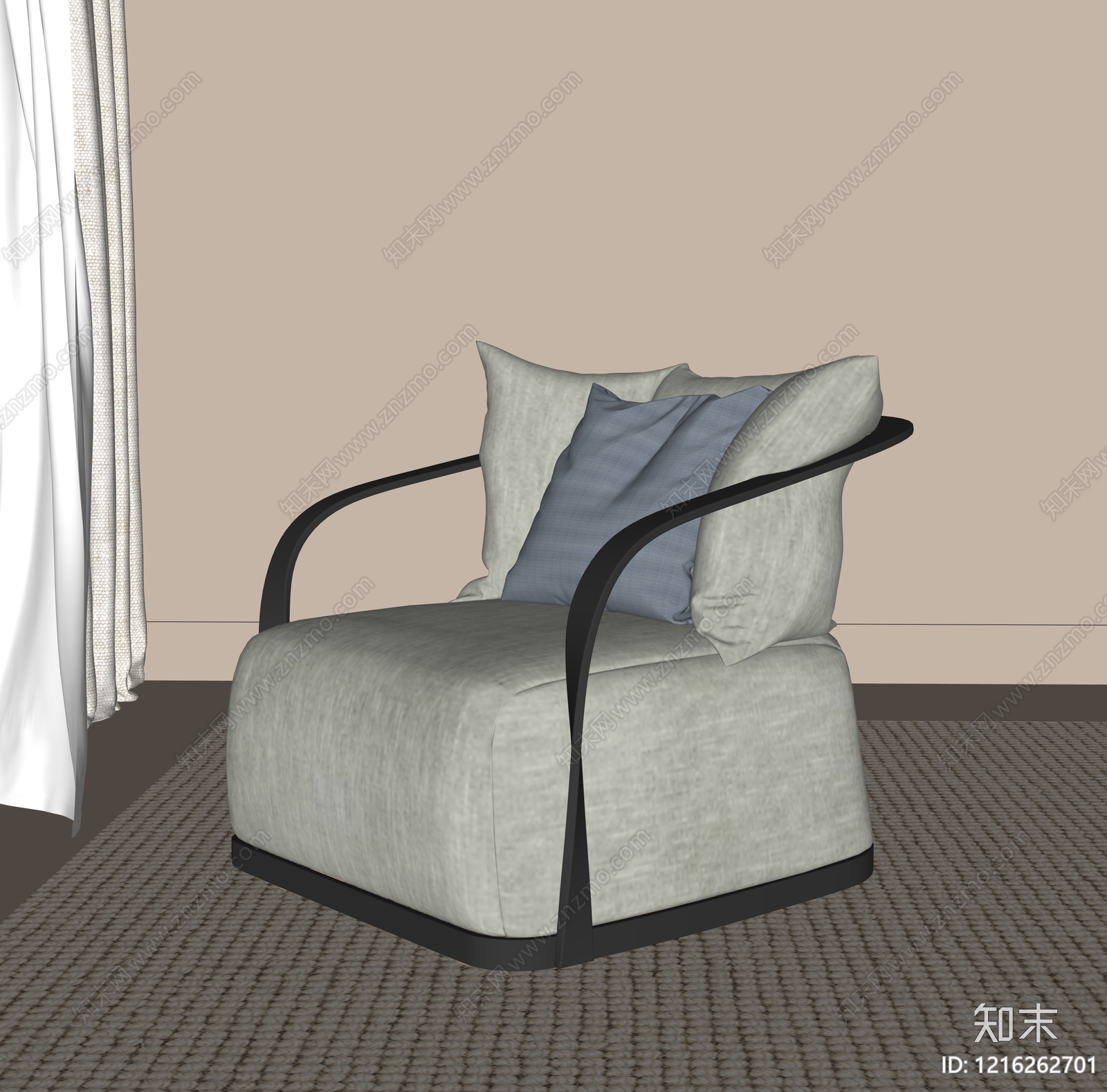 现代单人沙发SU模型下载【ID:1216262701】