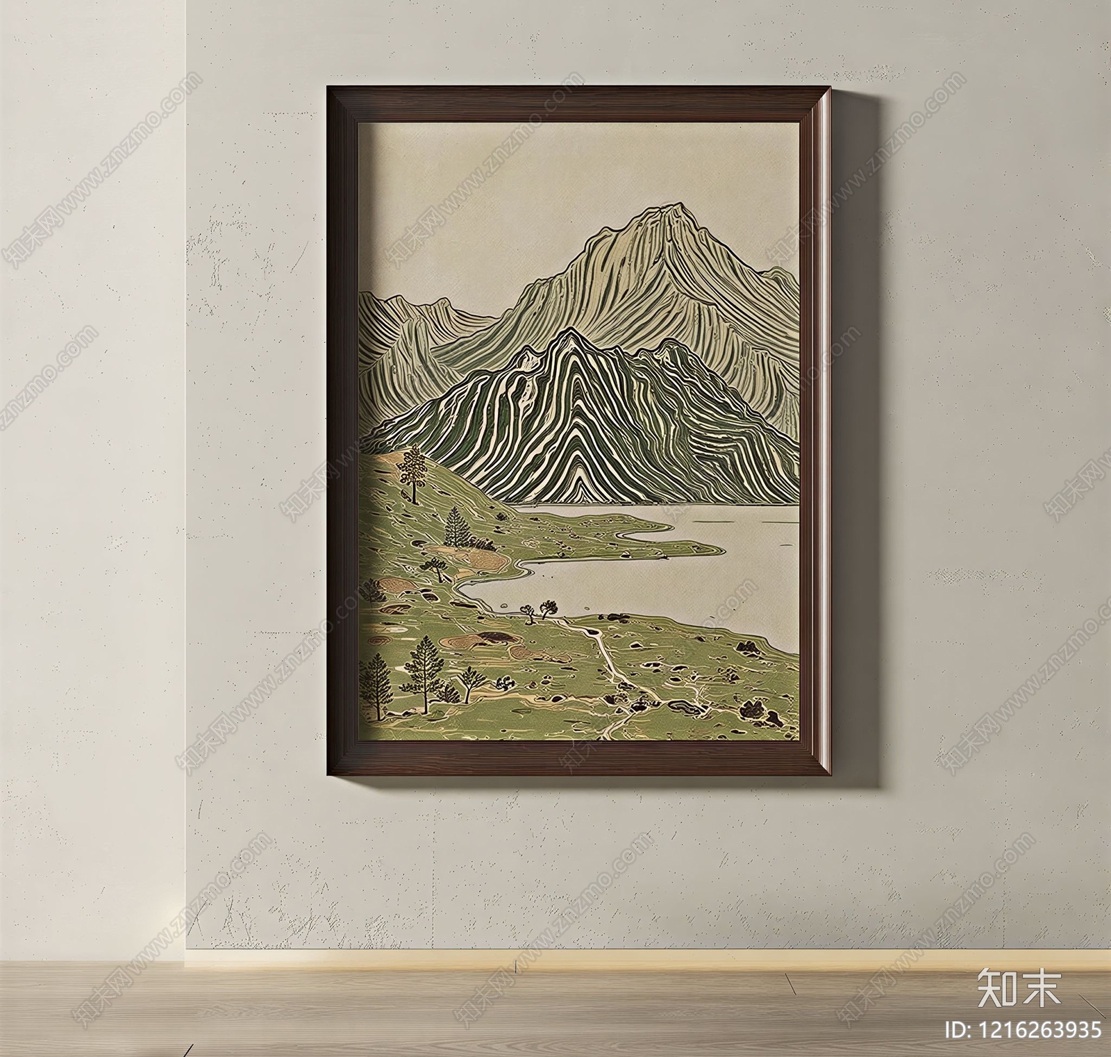 新中式挂画SU模型下载【ID:1216263935】