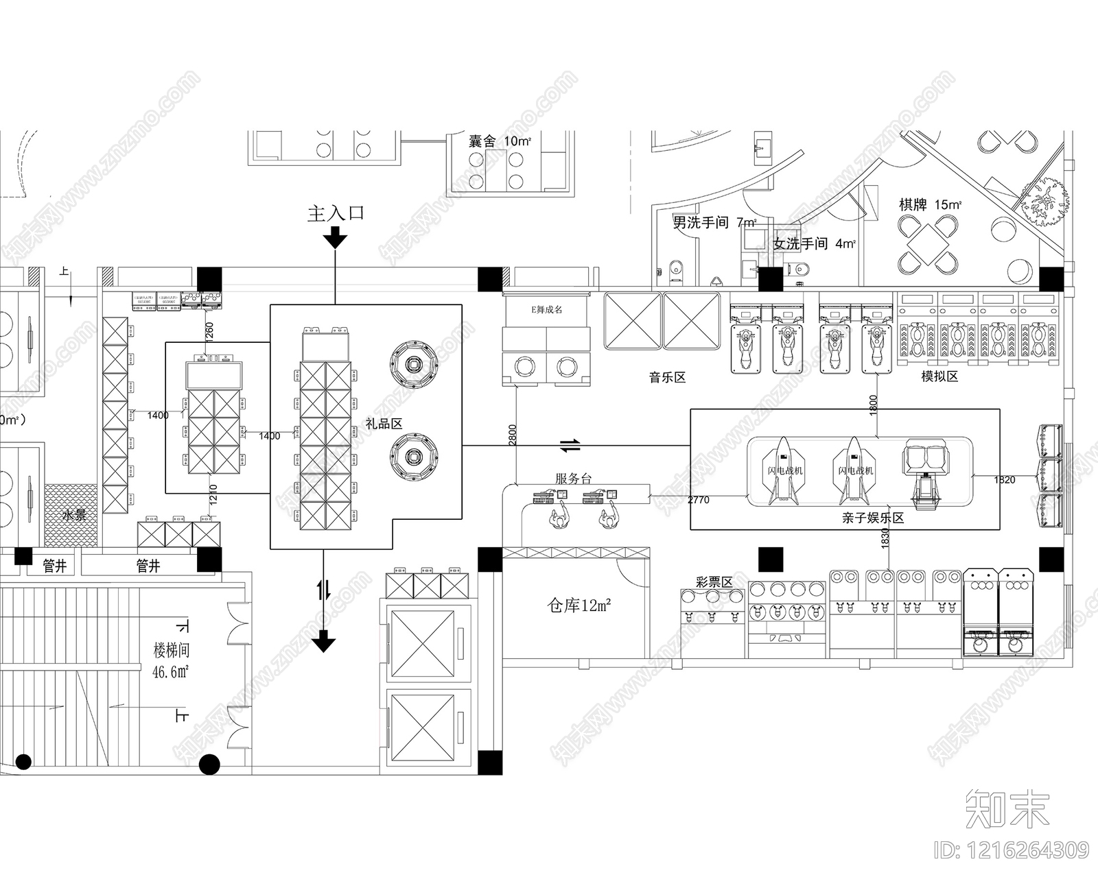 现代电玩城cad施工图下载【ID:1216264309】