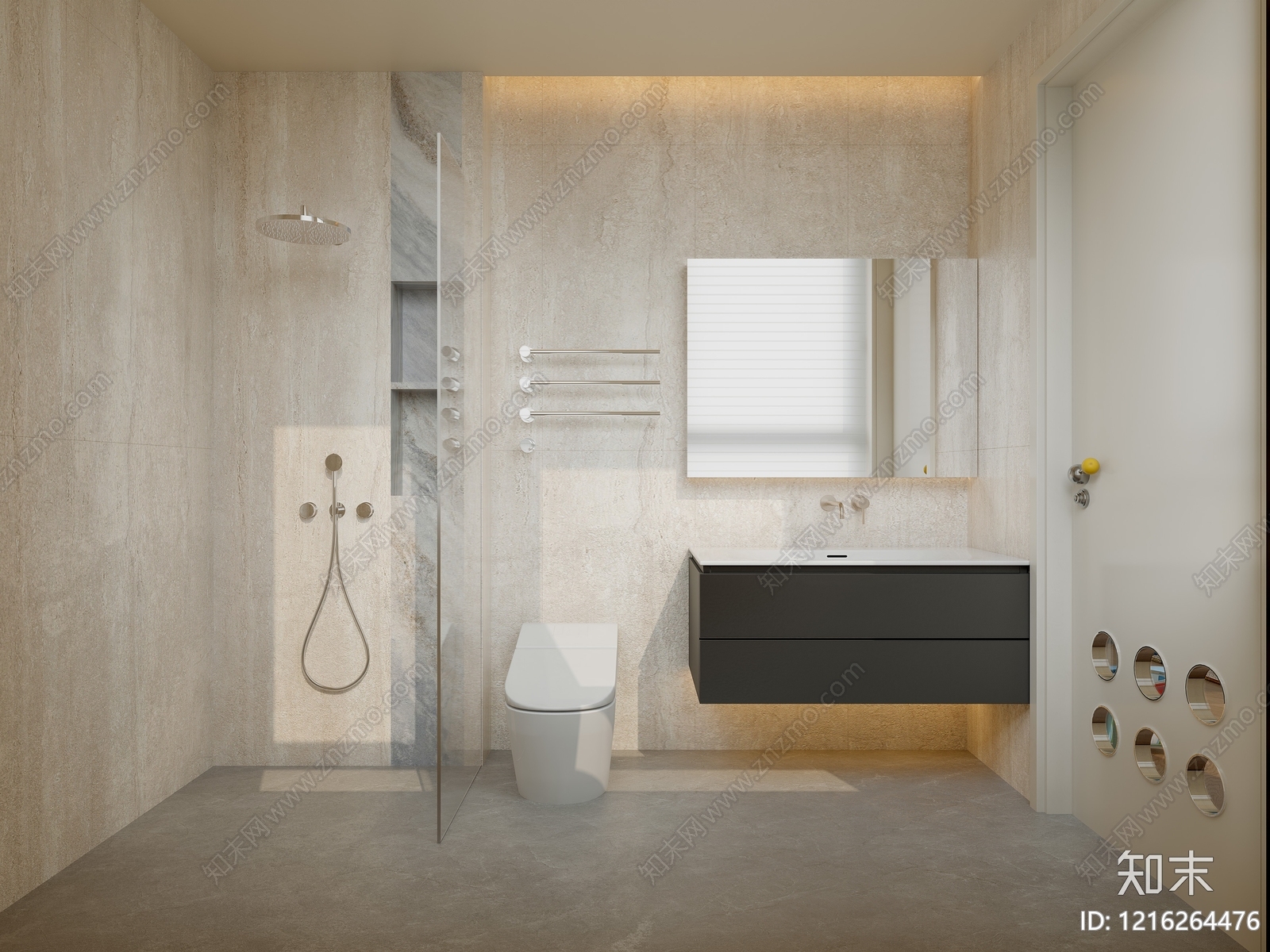 极简卫生间3D模型下载【ID:1216264476】