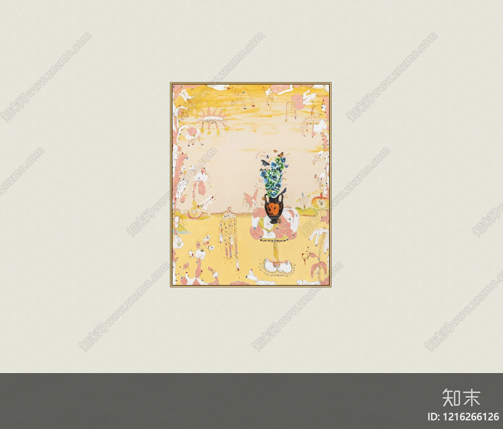 奶油风挂画SU模型下载【ID:1216266126】