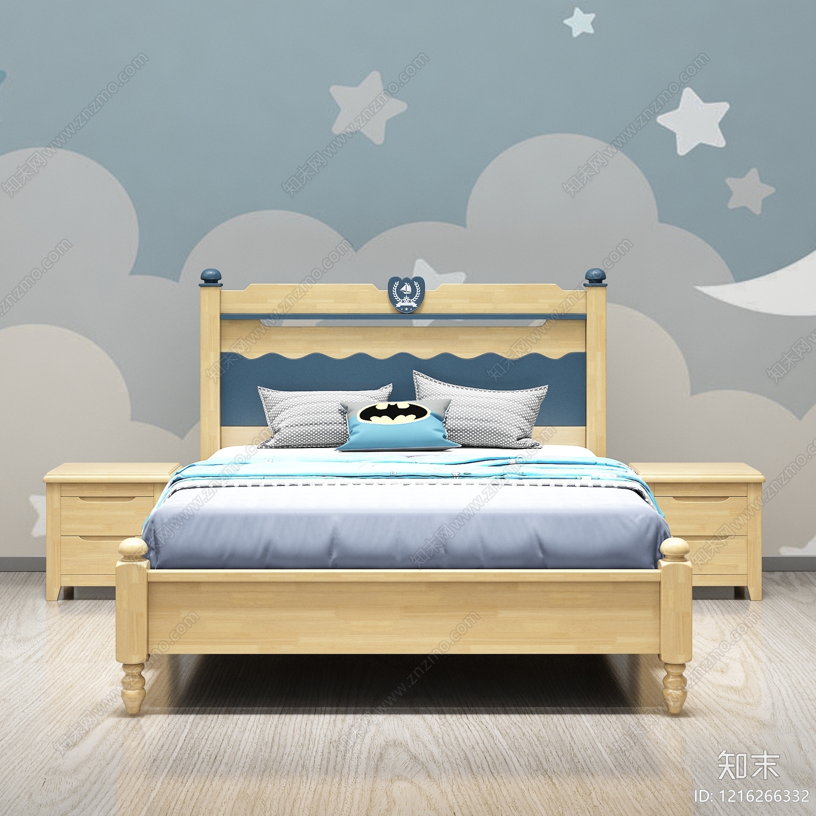 北欧儿童床3D模型下载【ID:1216266332】