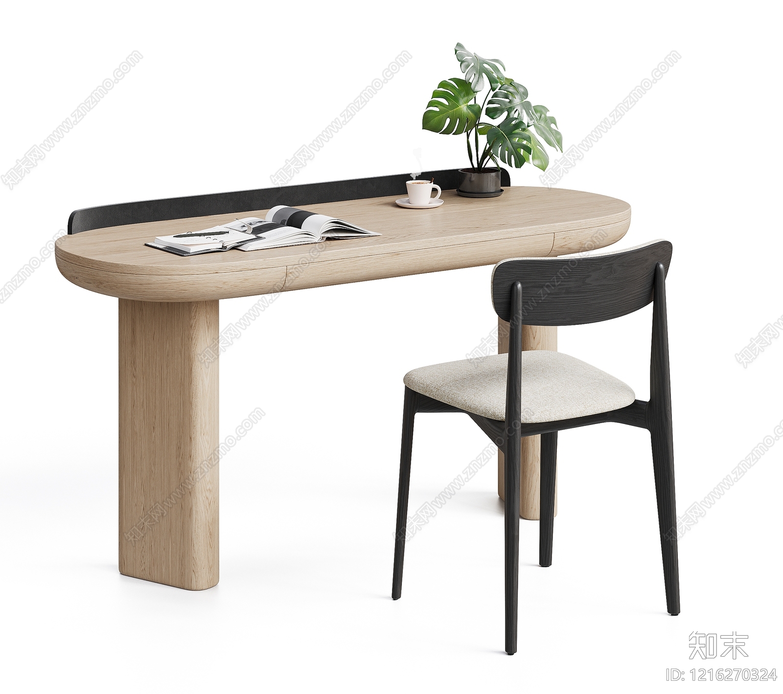 现代简约书桌椅3D模型下载【ID:1216270324】