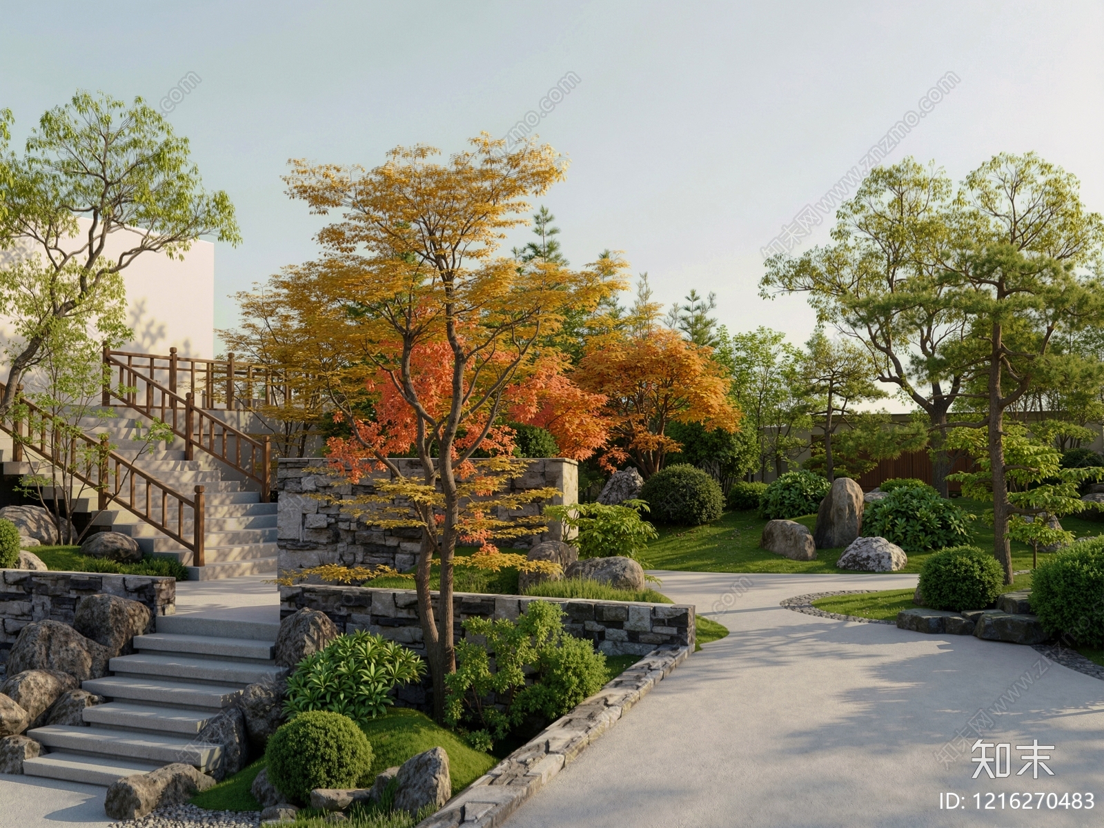 新中式景观住宅景观3D模型下载【ID:1216270483】