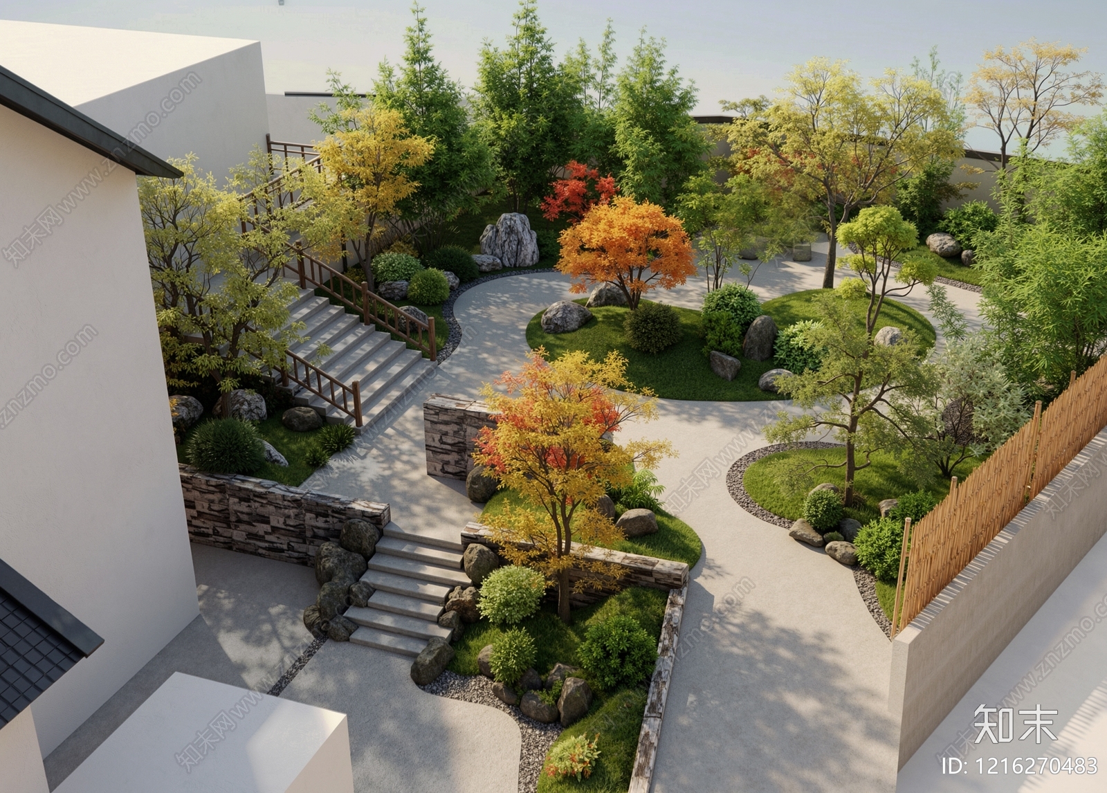 新中式景观住宅景观3D模型下载【ID:1216270483】