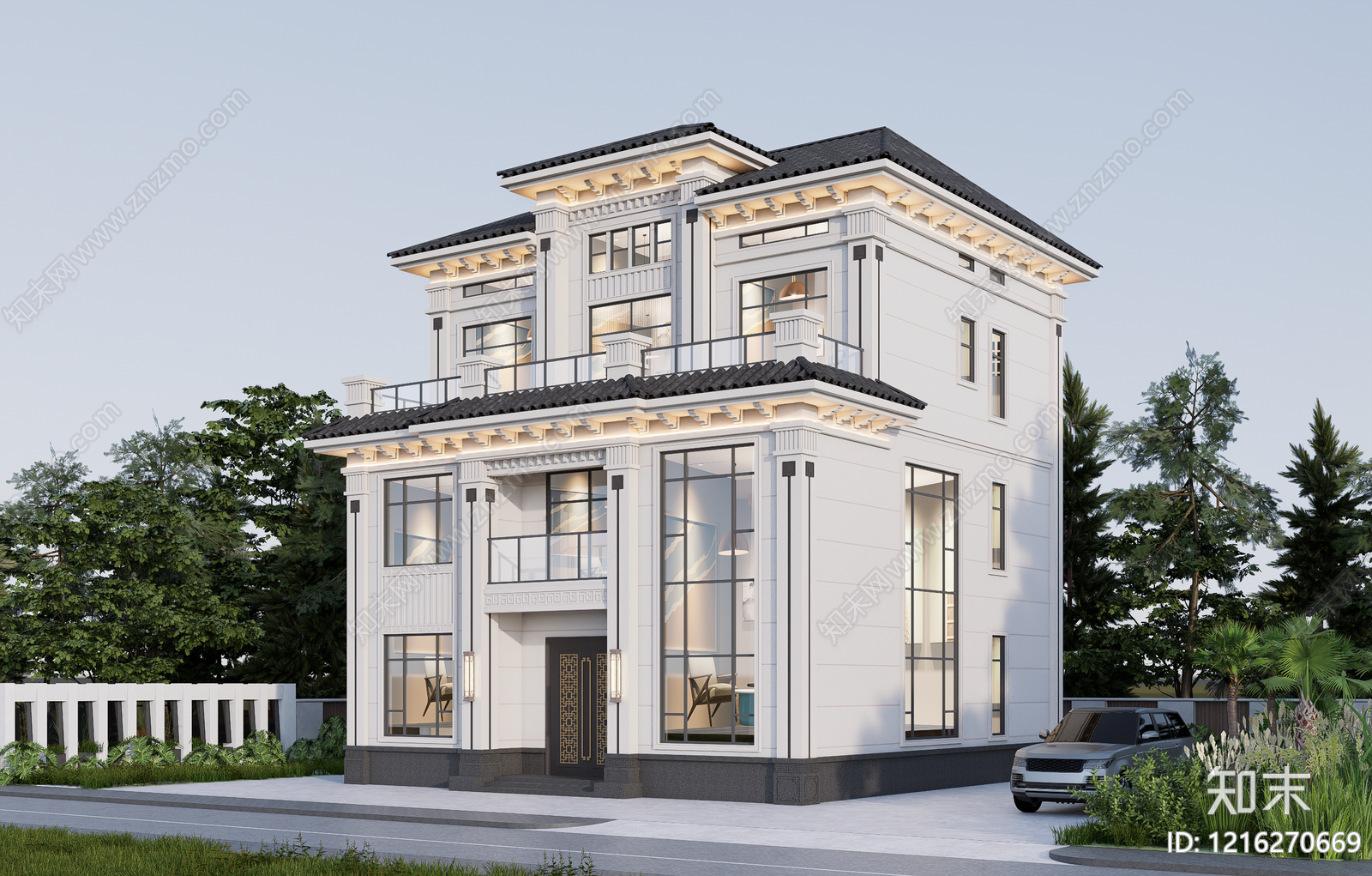新中式别墅建筑cad施工图下载【ID:1216270669】