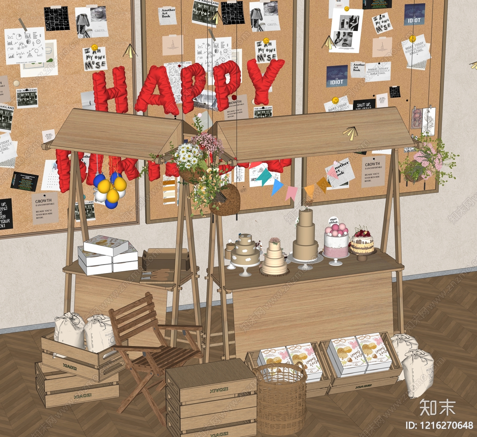 原木风甜品台SU模型下载【ID:1216270648】