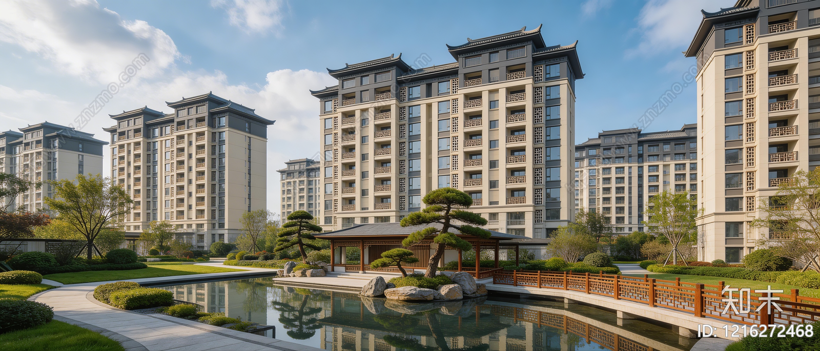 新中式小区HDR贴图下载【ID:1216272468】