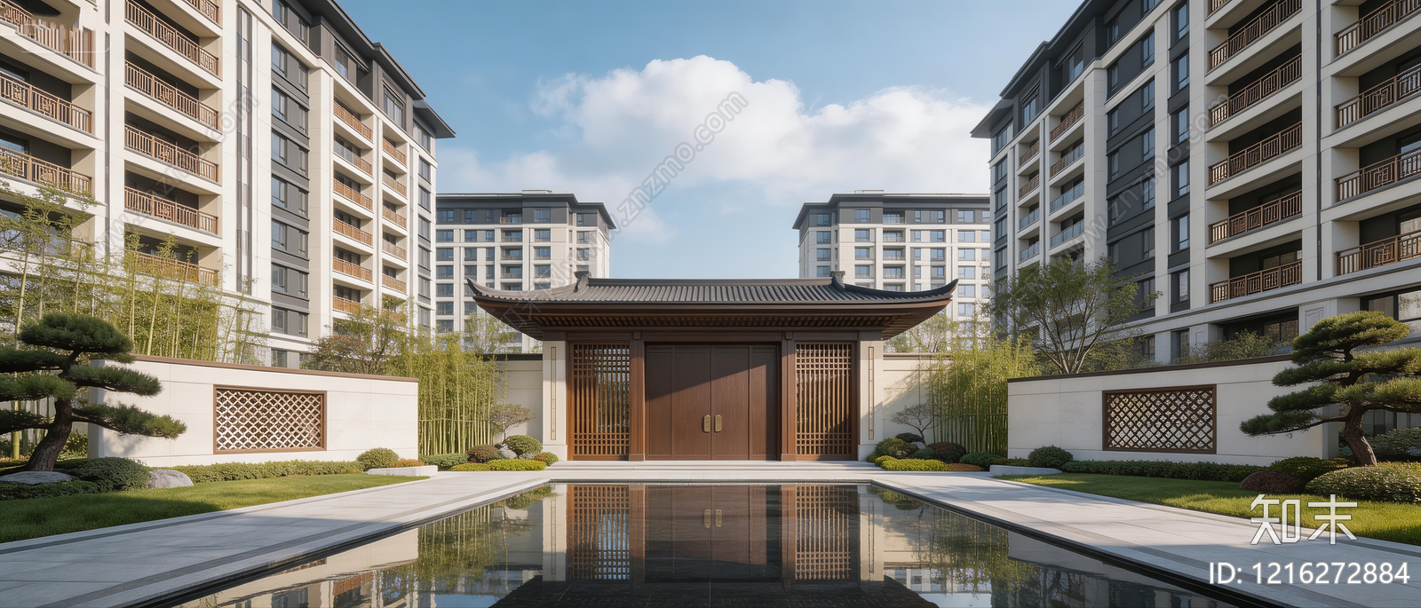 新中式小区HDR贴图下载【ID:1216272884】