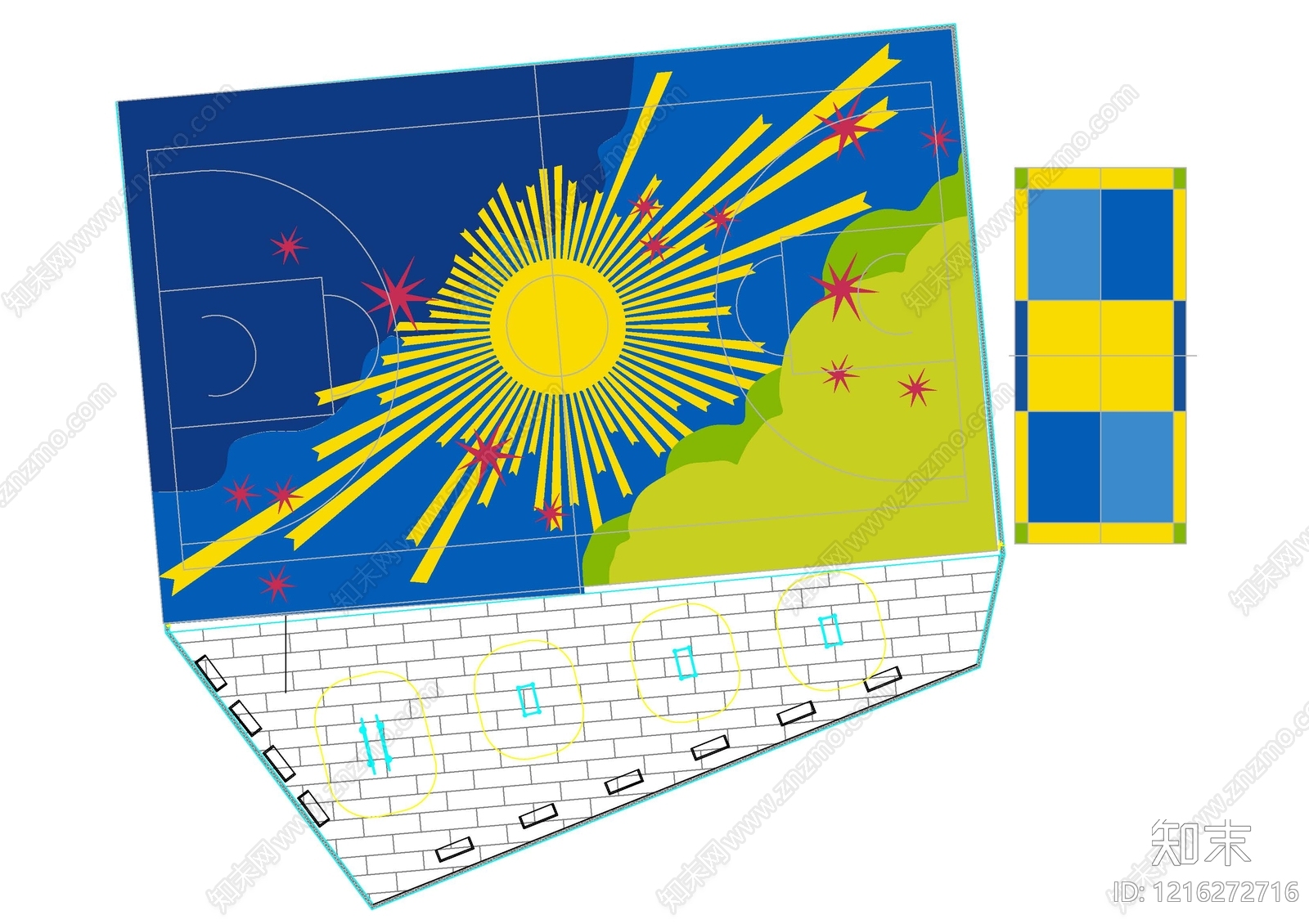 现代篮球场施工图下载【ID:1216272716】