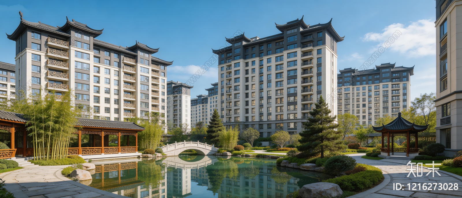 新中式小区HDR贴图下载【ID:1216273028】