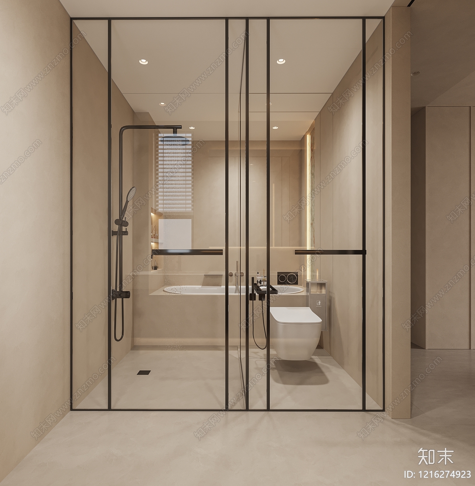 奶油风卫生间3D模型下载【ID:1216274923】