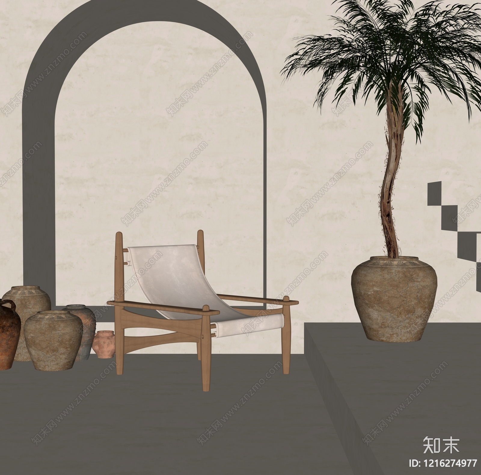 侘寂风休闲椅SU模型下载【ID:1216274977】