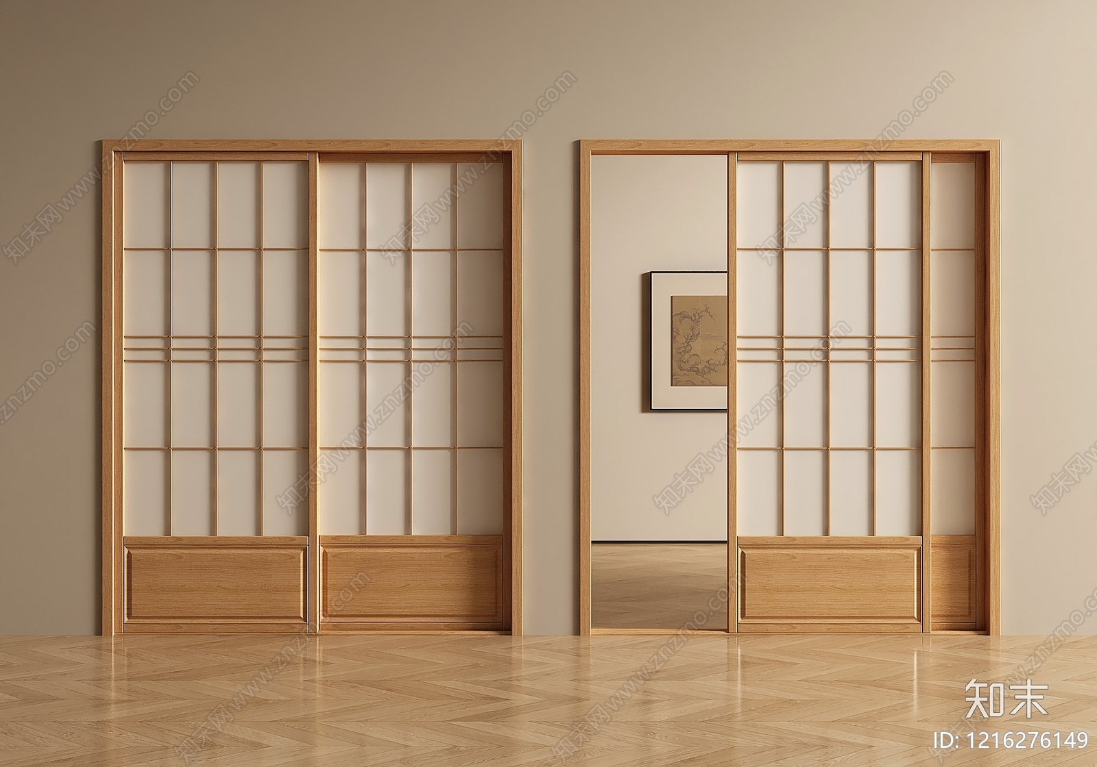 日式推拉门3D模型下载【ID:1216276149】