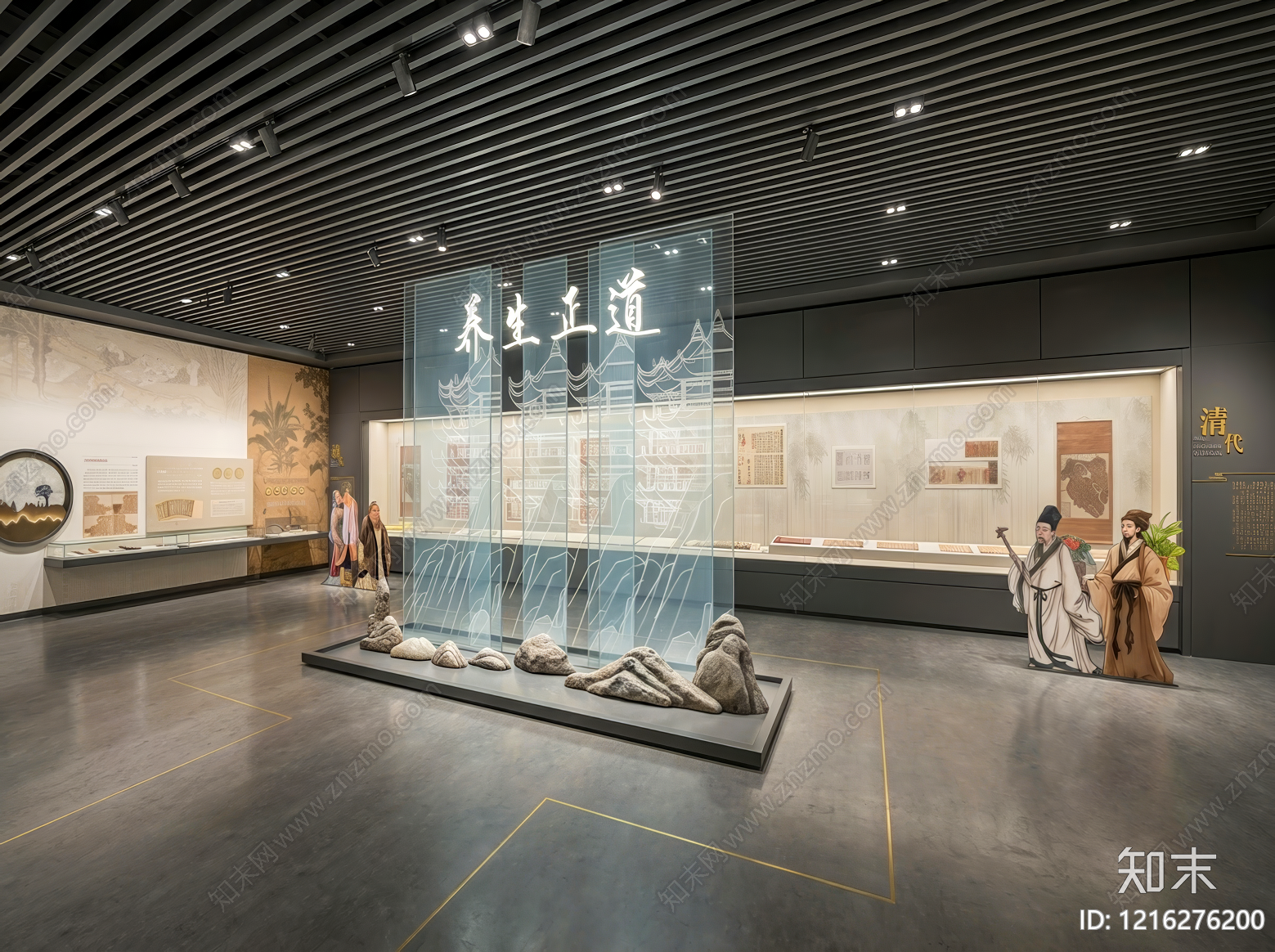 新中式博物馆展厅SU模型下载【ID:1216276200】