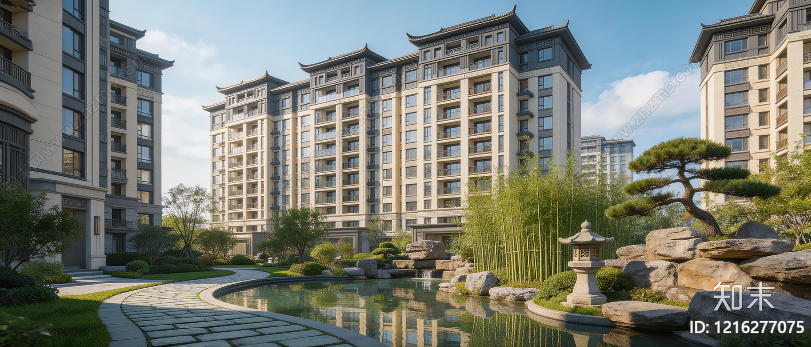 新中式小区HDR贴图下载【ID:1216277075】