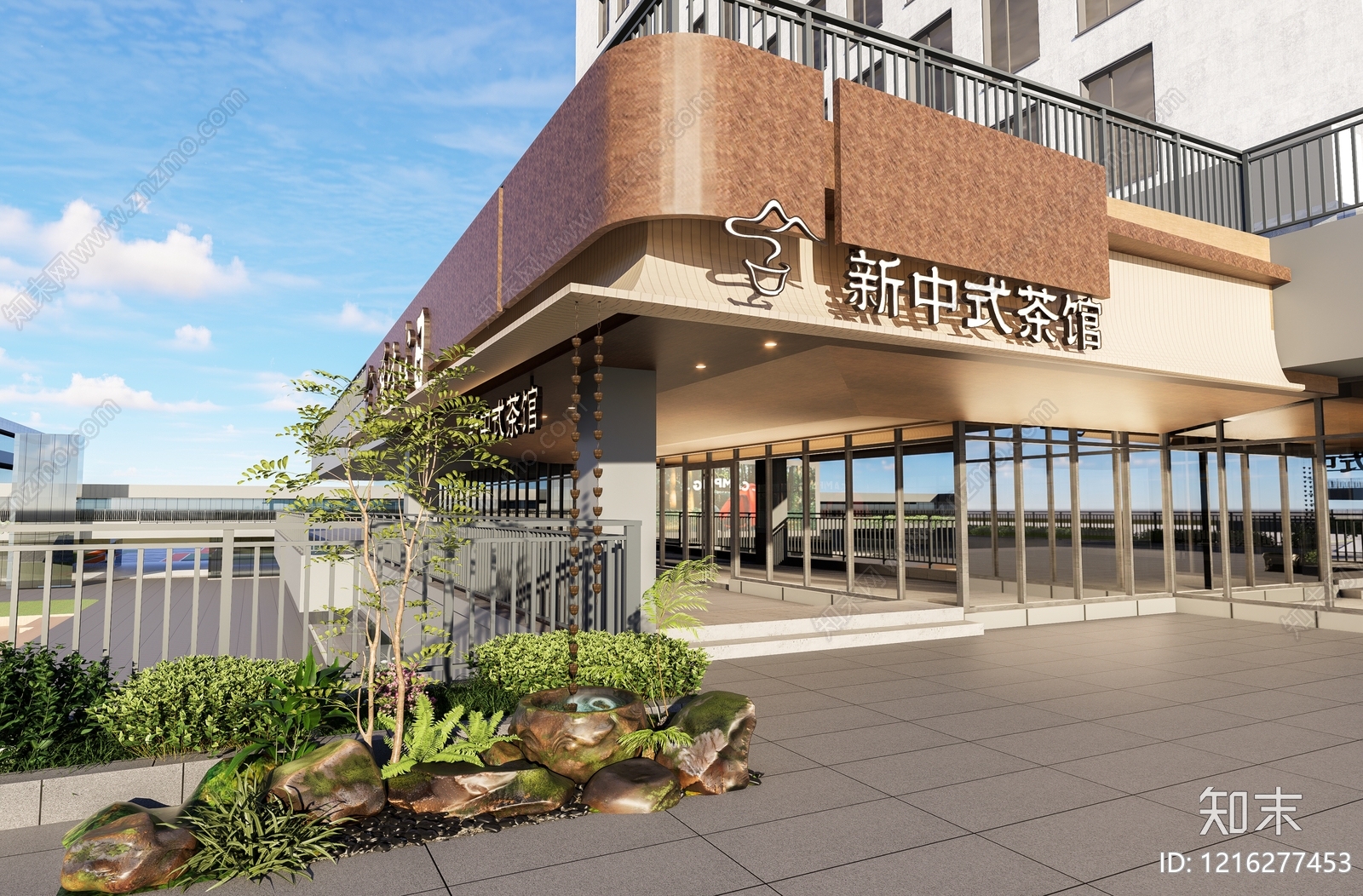 新中式餐饮建筑SU模型下载【ID:1216277453】