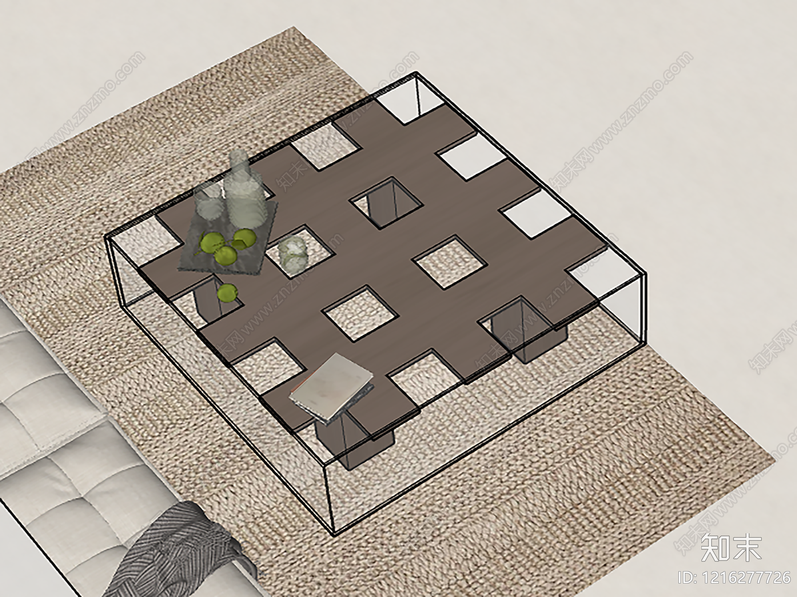 极简茶几SU模型下载【ID:1216277726】