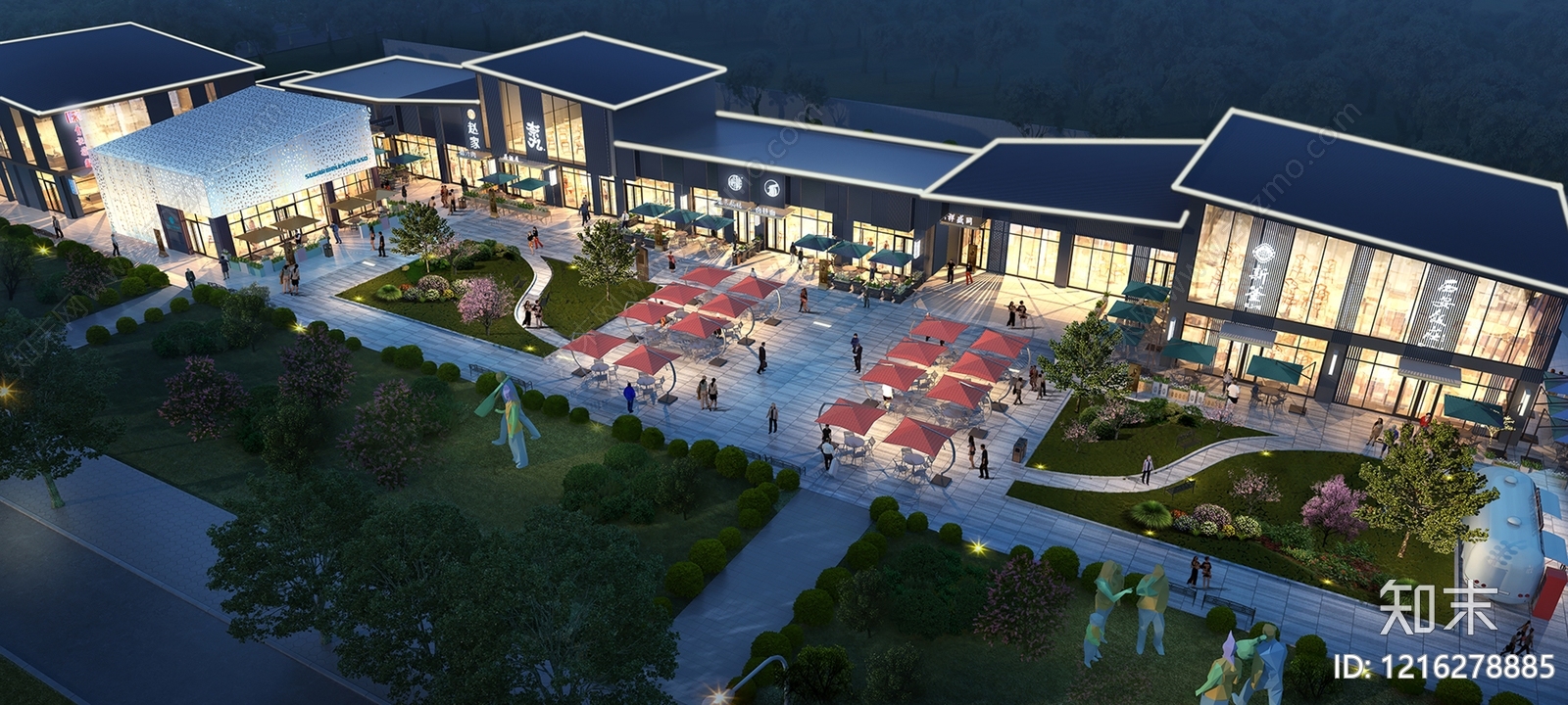 现代简约商业街3D模型下载【ID:1216278885】