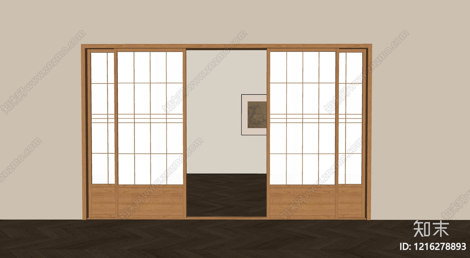 日式推拉门SU模型下载【ID:1216278893】