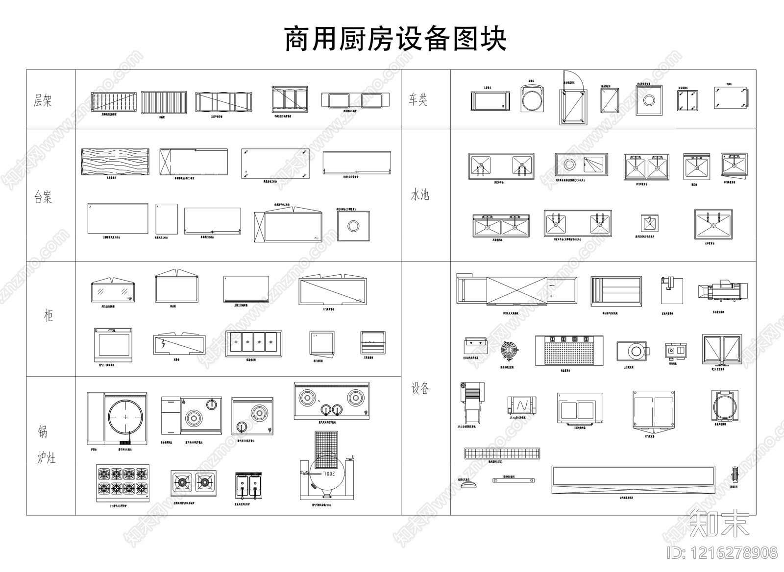 现代厨房设施施工图下载【ID:1216278908】