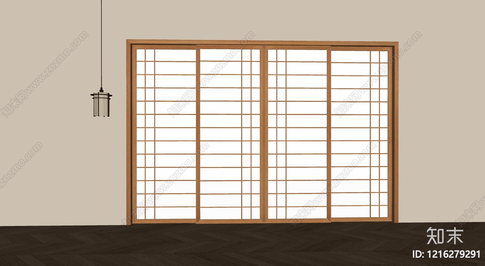 日式推拉门SU模型下载【ID:1216279291】