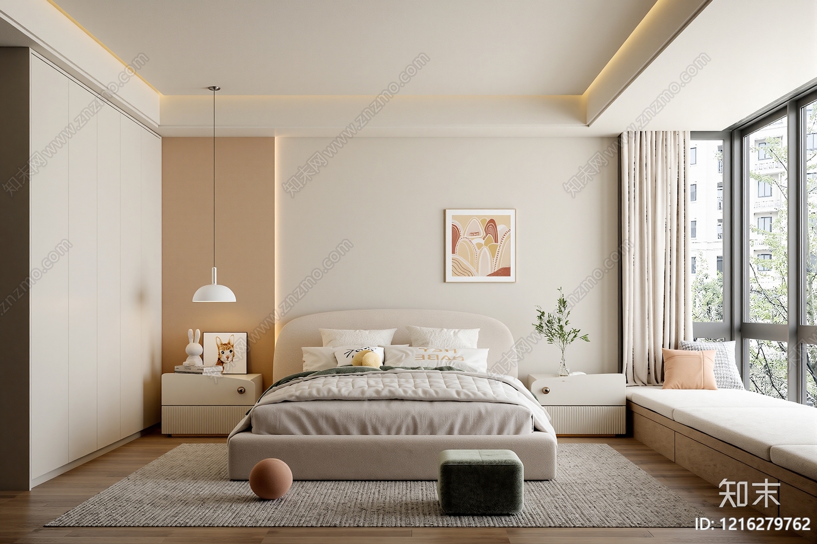 奶油风通用儿童房3D模型下载【ID:1216279762】